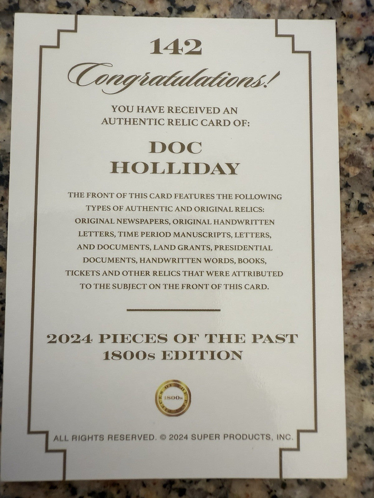 2024 Pieces of the Past 1800's Doc Holliday JUMBO AUTHENTIC HISTORIC RELIC