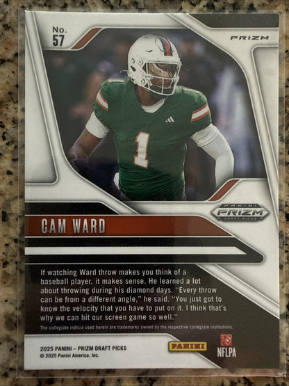 2025 Panini Prizm Draft Picks - Cam Ward #57 Gold Ice Prizm (RC)