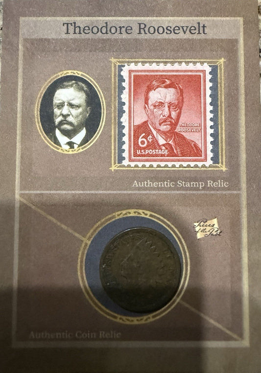 2024 Pieces Of The Past Theodore Roosevelt Stamp & Indian Head Coin Relics