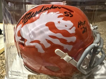 Signed Broncos RANDY GRADISHAR MINI HELMET w/ "hof 24” Orange Crush