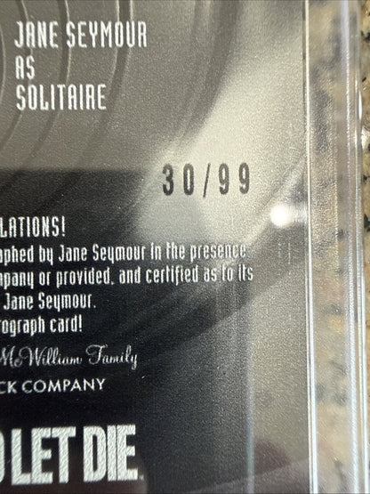 RARE 2024 JAMES BOND BLACK DIAMOND JANE SEYMOUR METAL ARRAY AUTOGRAPH CARD 30/99