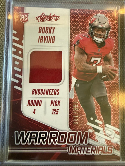 2024 Absolute Football Bucky Irving War Room Materials Jersey RC /199 Buccaneers