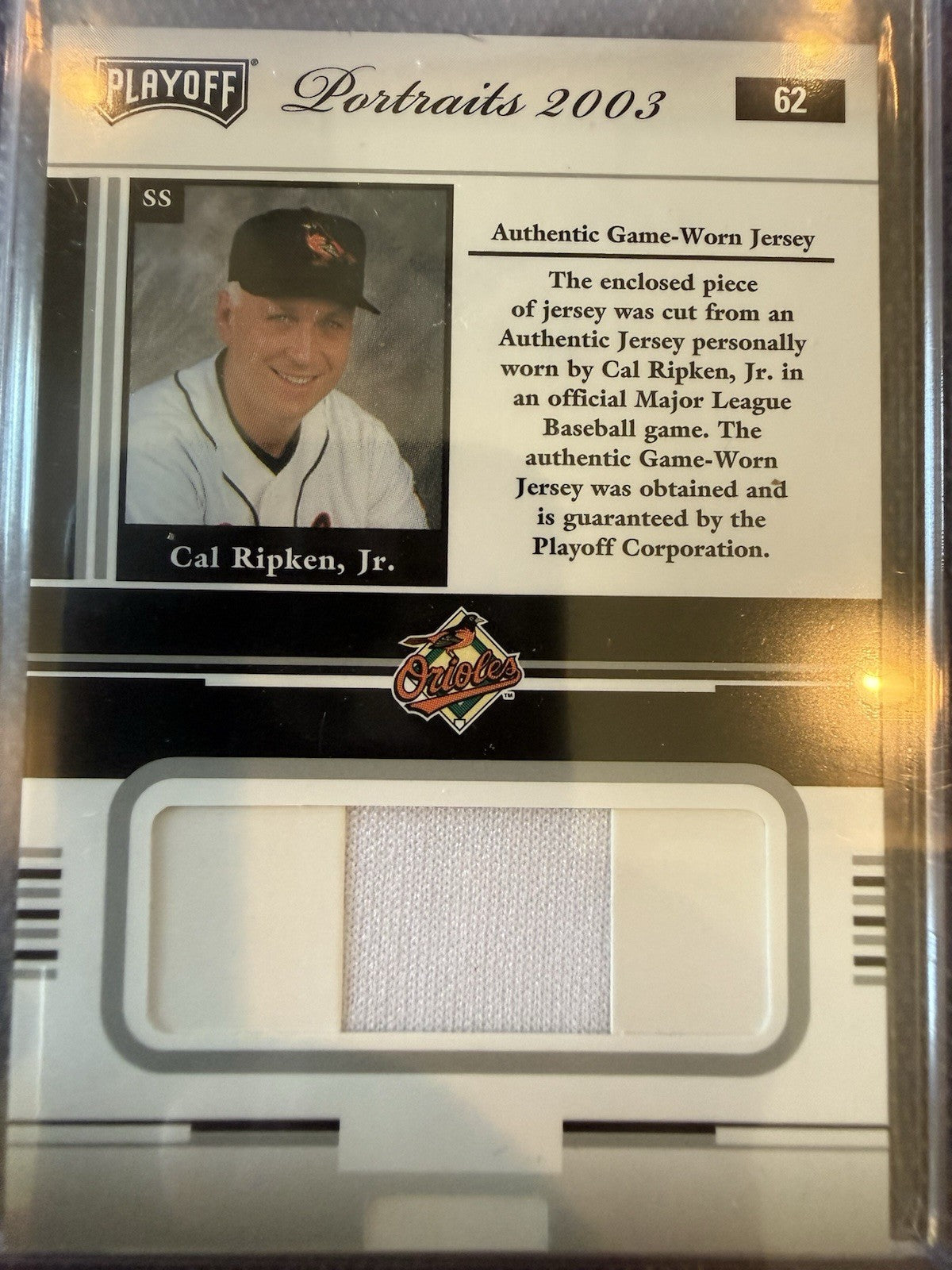 2003 Playoff Portraits #62 Cal Ripken Jr. Materials