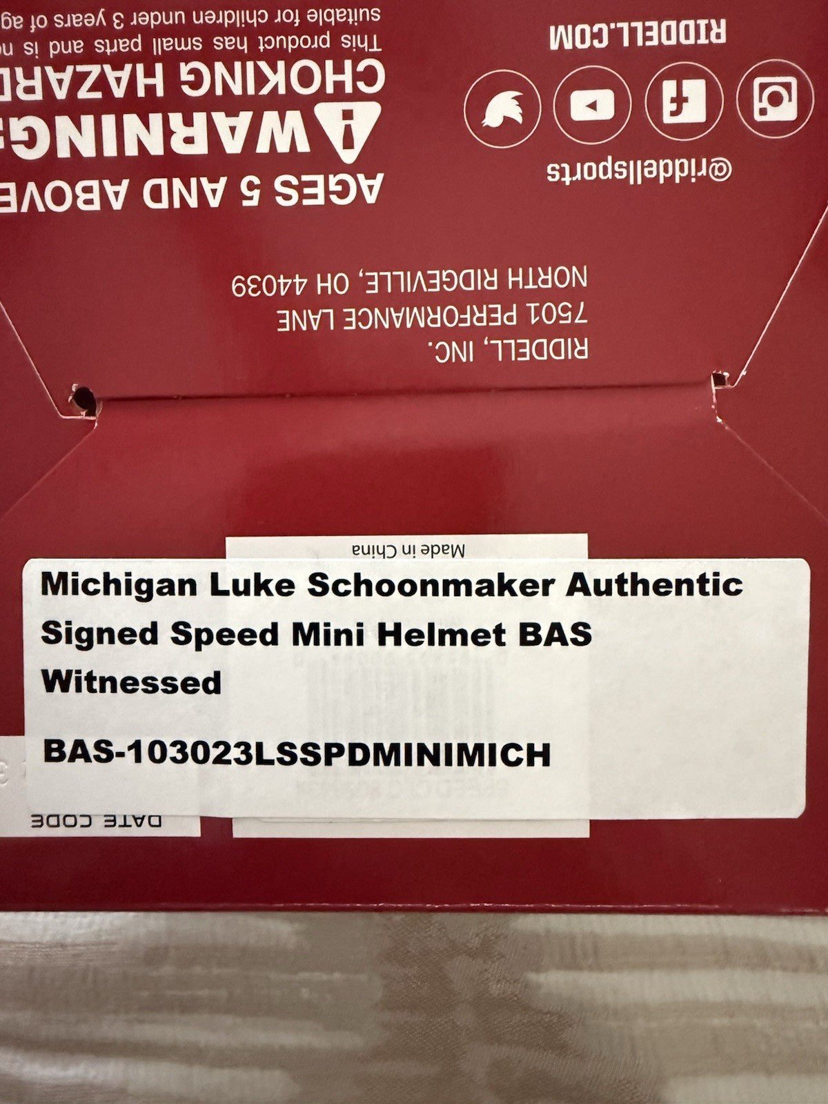 Luke Schoonmaker Autographed Michigan Wolverines Schutt Mini Helmet- Beckett W