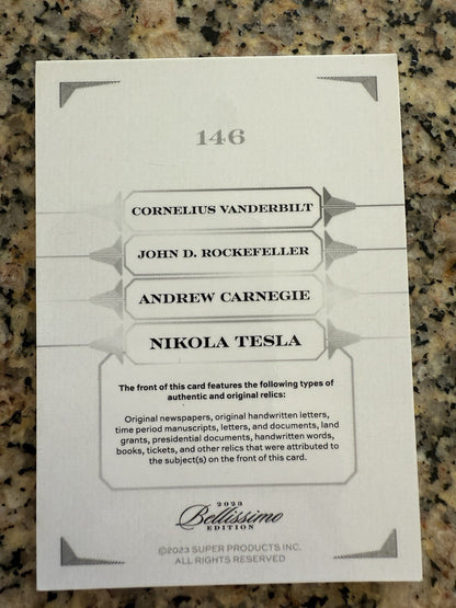 2023 Bellissimo Vanderbilt Rockefeller Carnegie Hand Written Tesla Doc Relic
