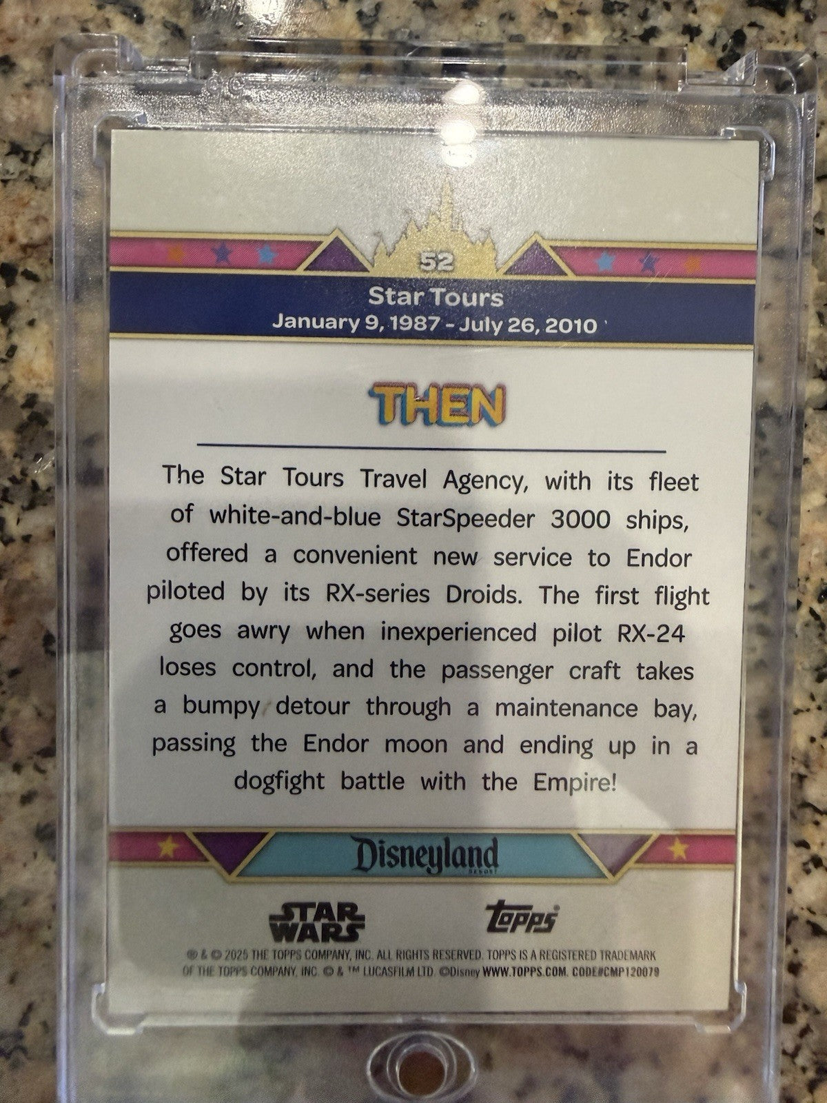 Star Wars Star Tours Orange /25 Then & Now Topps Disneyland Resort 70th #52