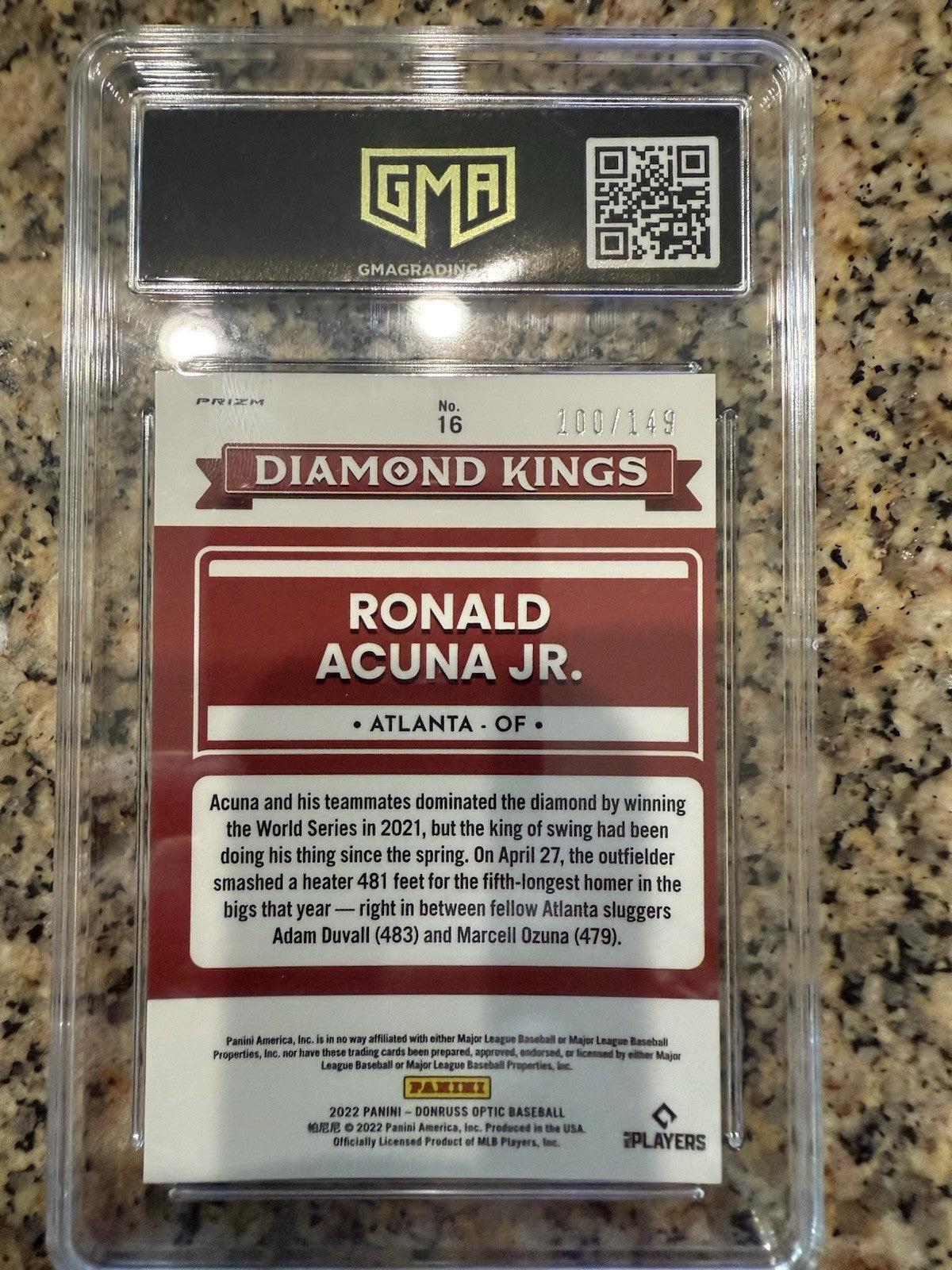 2022 Panini Donruss Optic - Diamond Kings Ronald Acuña Jr. #16 Black Stars Prizm