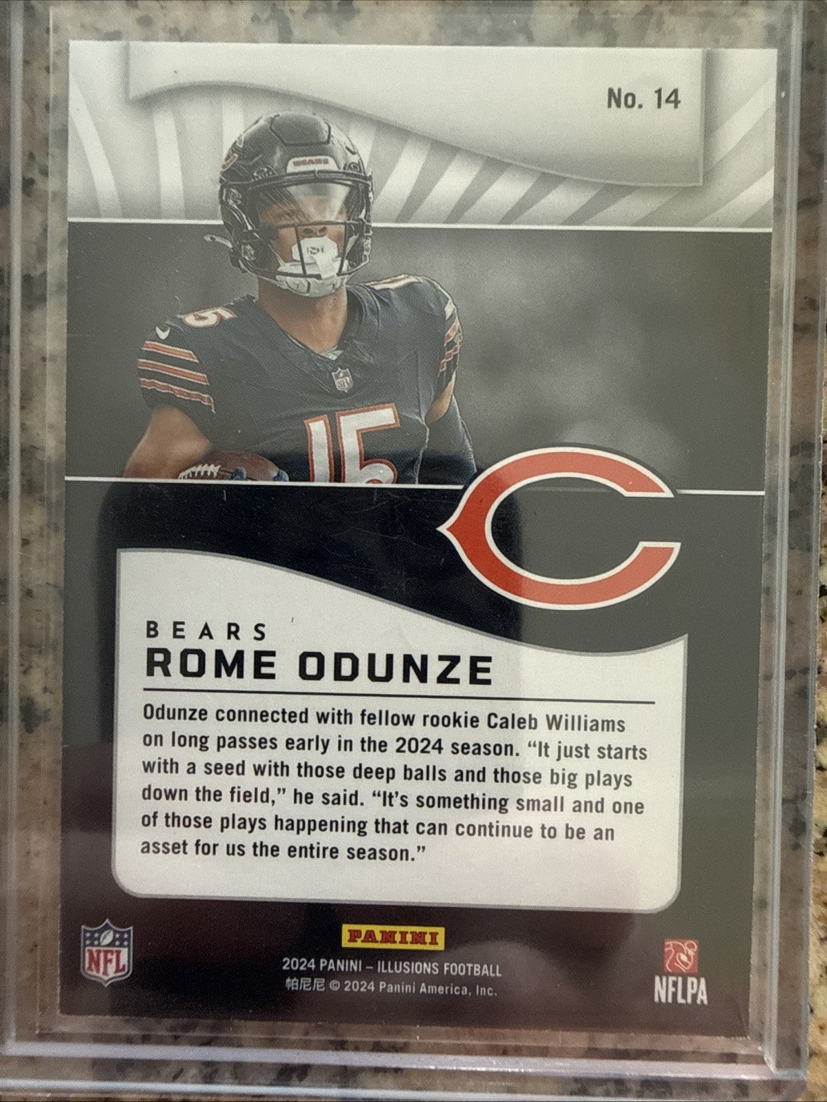 2024 Panini Illusions - Rome Odunze #14 Trophy Collection Light Blue /249 (RC)