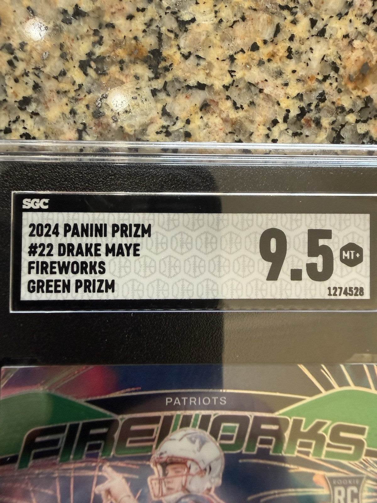 2024 Panini Prizm - Fireworks Drake Maye #22 Green Prizm (RC) SGC 9.5