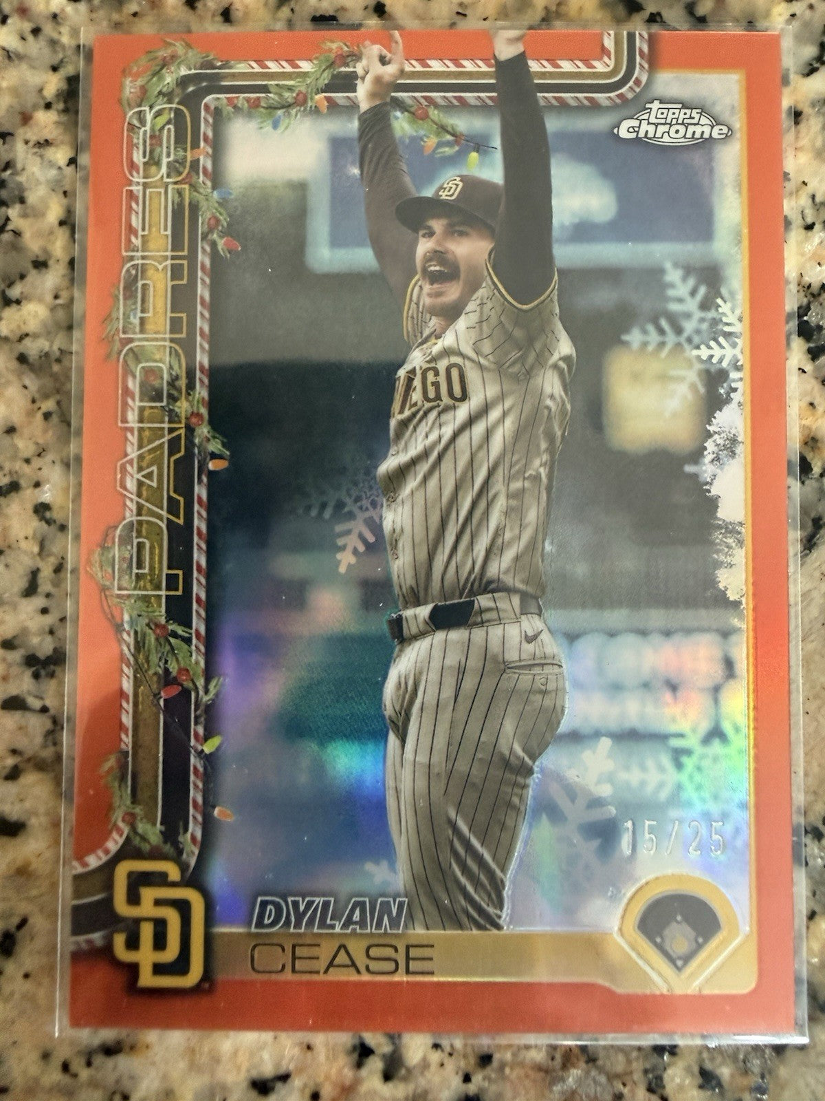 2025 Topps Holiday - Chrome Dylan Cease #HC77 Orange Refractor /25