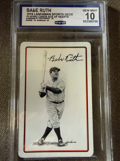 Babe Ruth - 1978 Sports Deck Playing Cards Landsman - Ace Of Hearts