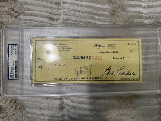Bob Barker Signed Autograph Check Host Price is Right PSA/DNA Authentic Slabbed