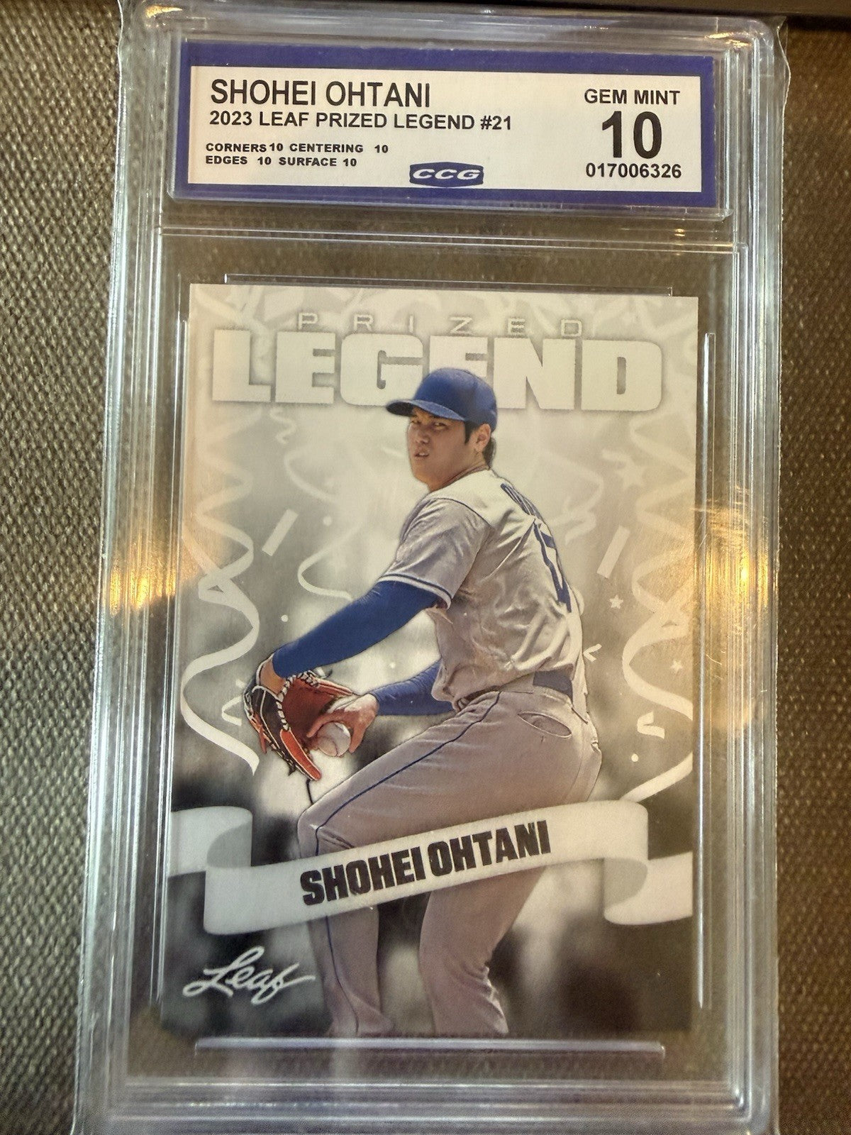 Baseball Card 2023 Leaf Prized Legend #21 Shohei Ohtani Graded CCG 💎 Mint 10