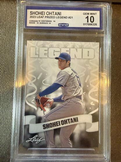 Baseball Card 2023 Leaf Prized Legend #21 Shohei Ohtani Graded CCG 💎 Mint 10