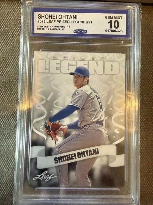 Baseball Card 2023 Leaf Prized Legend #21 Shohei Ohtani Graded CCG 💎 Mint 10