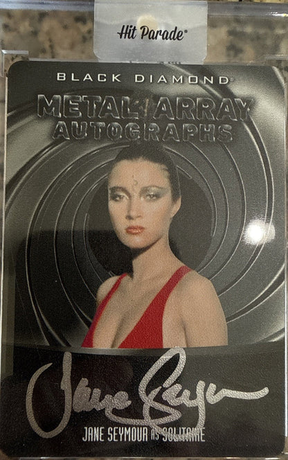 RARE 2024 JAMES BOND BLACK DIAMOND JANE SEYMOUR METAL ARRAY AUTOGRAPH CARD 30/99