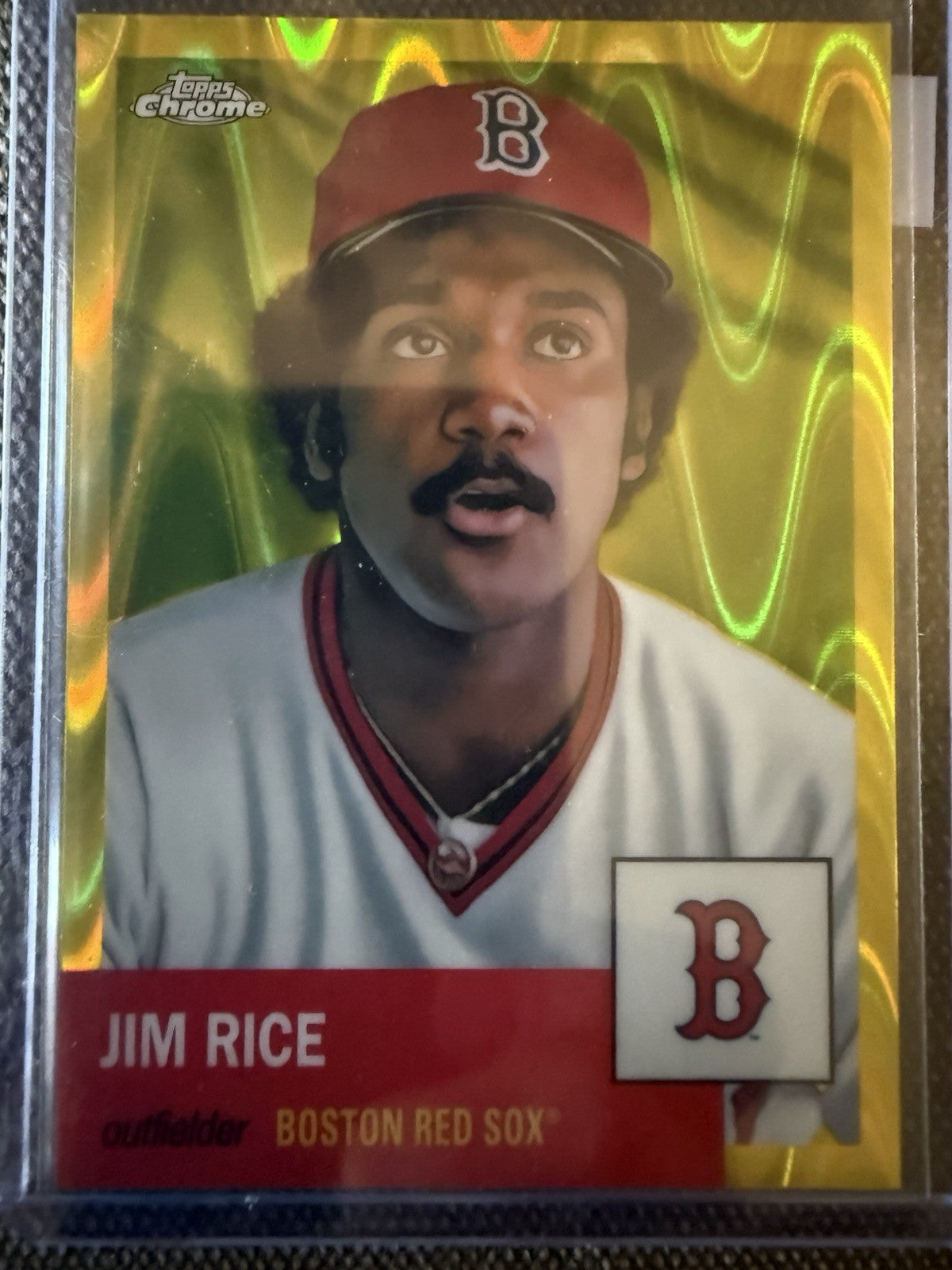 2022 Topps Chrome Platinum Jim Rice #398 Yellow Raywave /250 Boston Red Sox