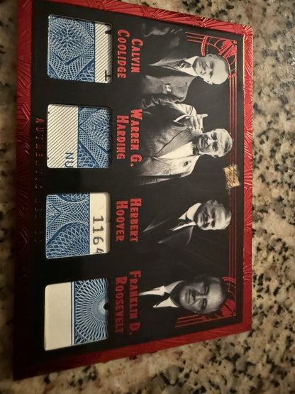 2025 Super Pieces Of The Past Coolidge/Harding/Hoover/Roosevelt Quad Relic /25
