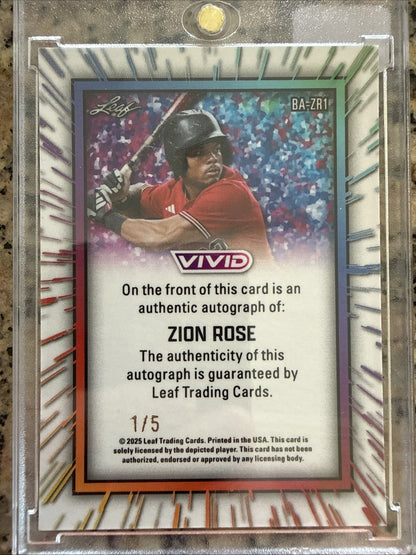 2025 Leaf Vivid - Autographs Zion Rose #BA-ZR1 /5