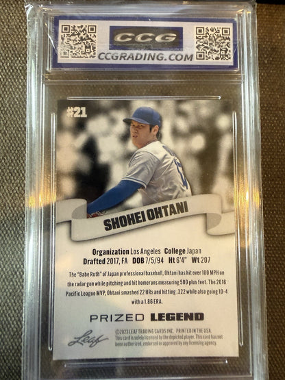 Baseball Card 2023 Leaf Prized Legend #21 Shohei Ohtani Graded CCG 💎 Mint 10