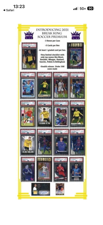 New Sealed 2021 Break King Soccer Premium Hobby Box 3 Cards 900 boxes made