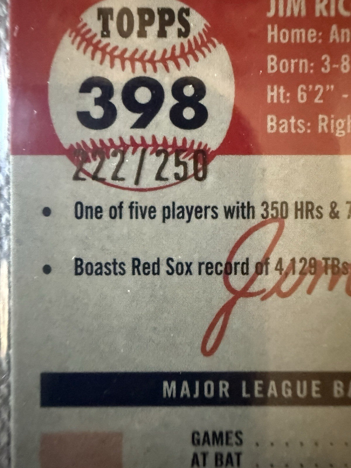 2022 Topps Chrome Platinum Jim Rice #398 Yellow Raywave /250 Boston Red Sox