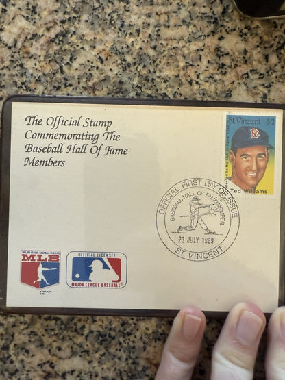HALL OF FAME MEMBER BASEBALL LEGENDS GOLD STAMP & 1ST DAY COVER TED WILLIAMS