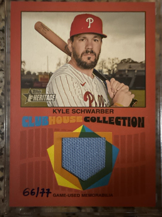 2026 Topps Heritage - Clubhouse Collection Relics Kyle Schwarber #CCR-KS Red /77