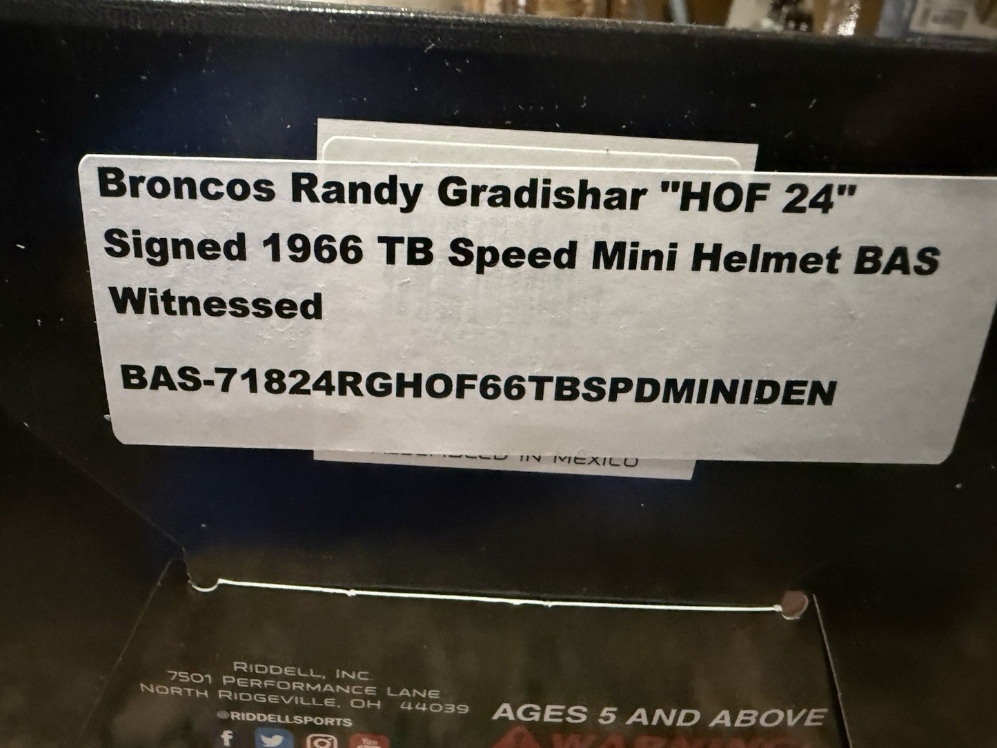 Signed Broncos RANDY GRADISHAR MINI HELMET w/ "hof 24” Orange Crush