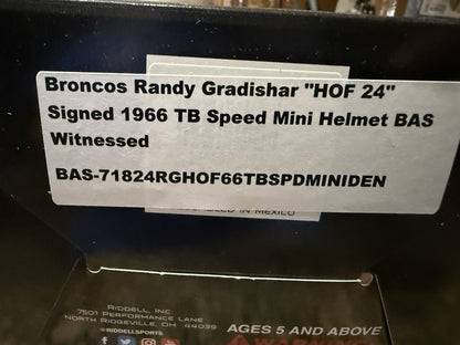 Signed Broncos RANDY GRADISHAR MINI HELMET w/ "hof 24” Orange Crush