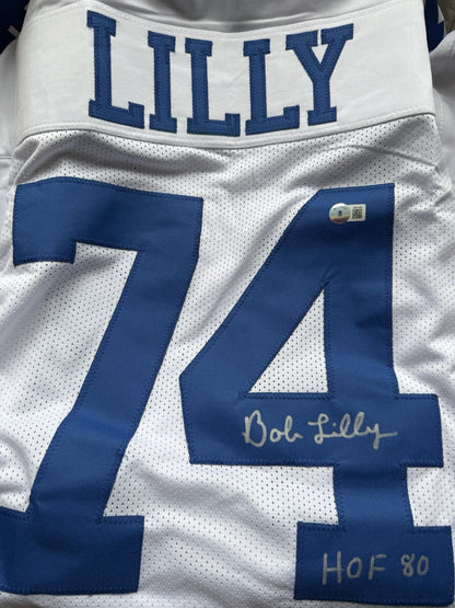 BOB LILLY AUTOGRAPH SIGNED DALLAS COWBOYS REPLICA JERSEY ADULT XL COA