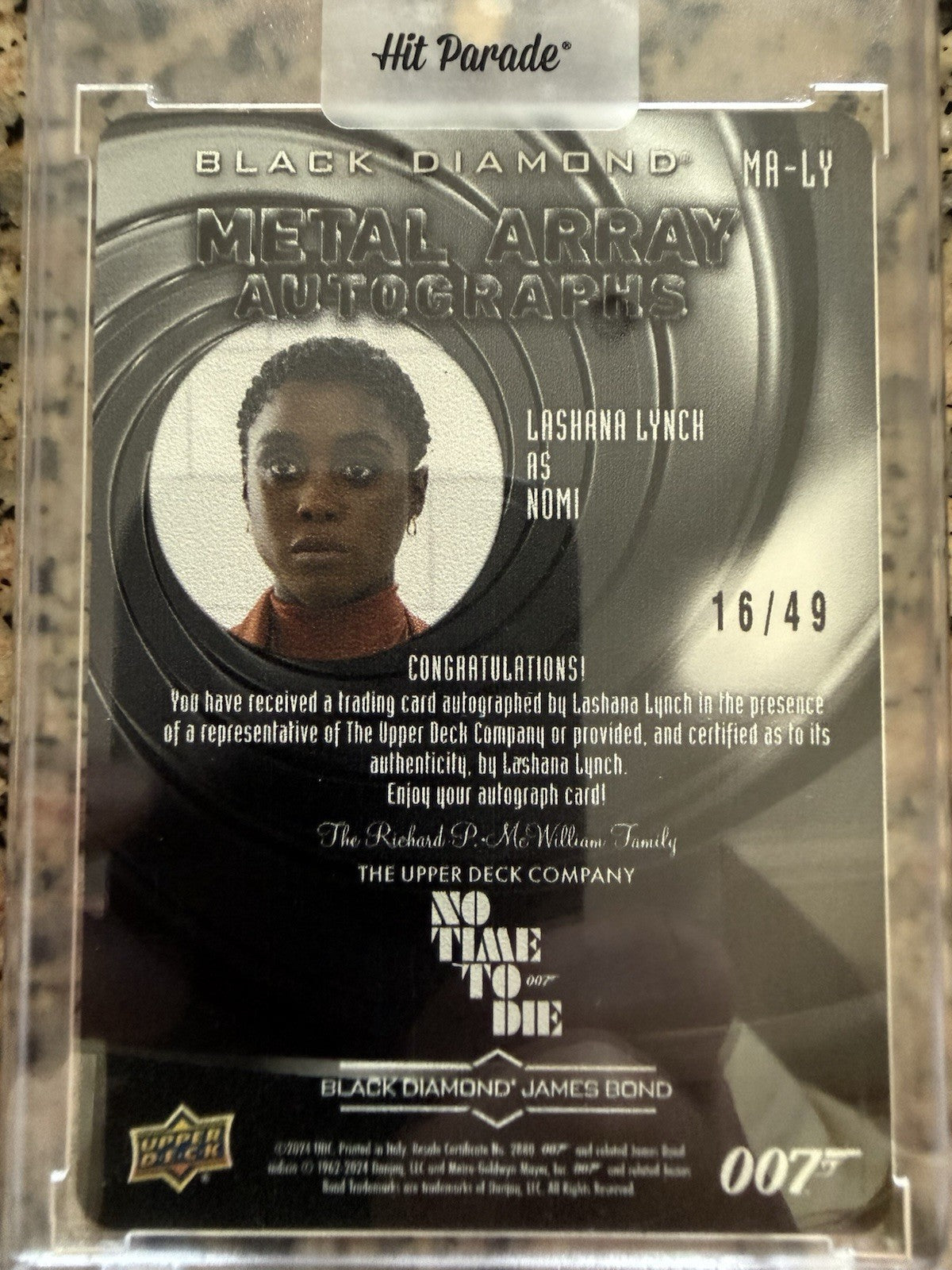 2025 James Bond Black Diamond Metal Array /49 Lashana Lynch as Nomi Auto MA-LY