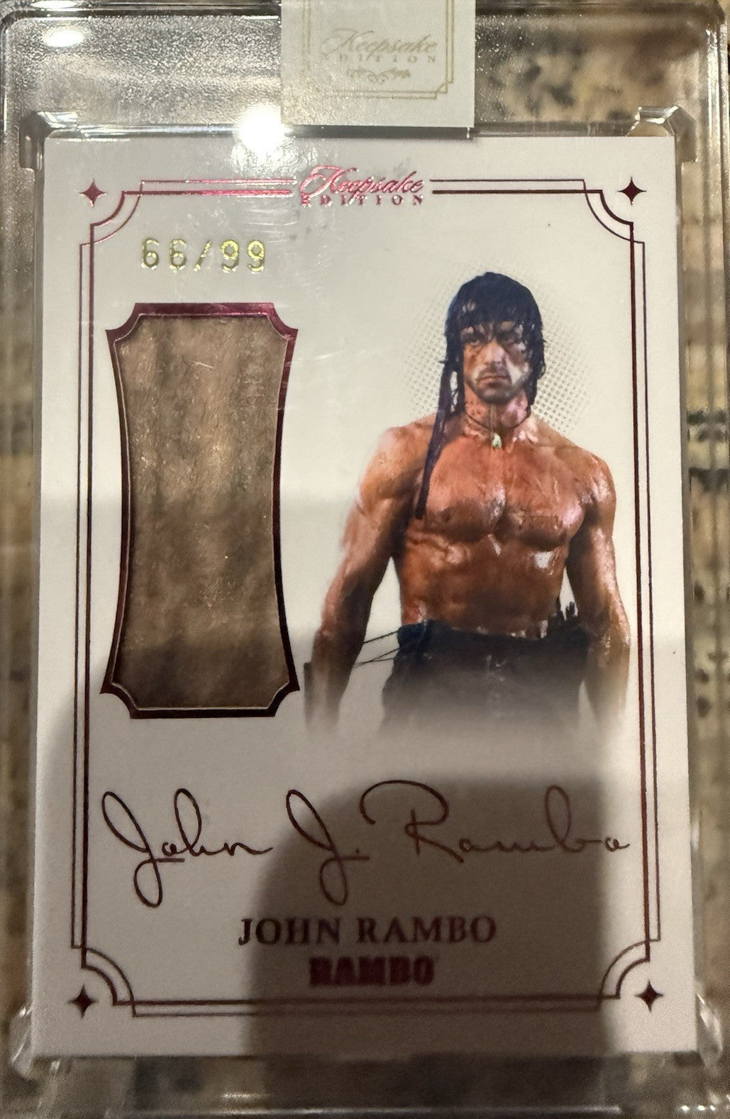 RAMBO Keepsake Collection #21 "Laser Signapatch" GUN RELIC Card /99