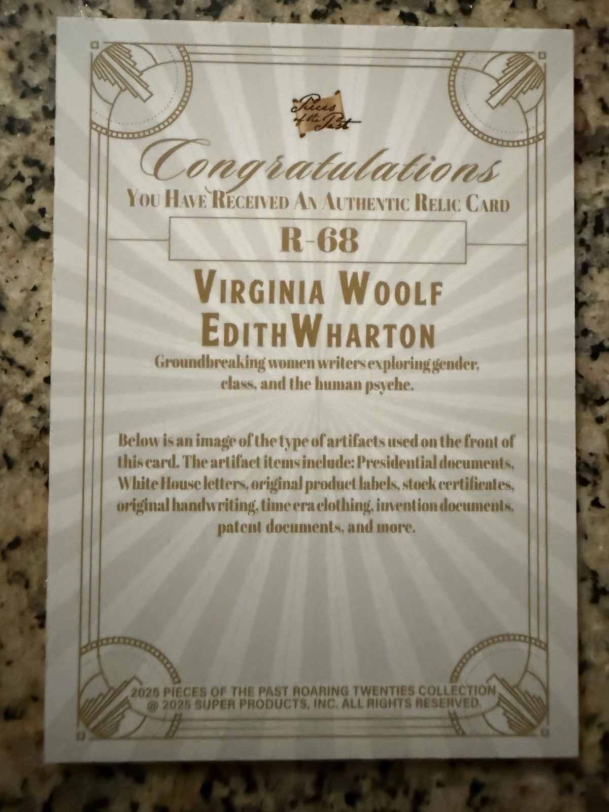 2025 POTP Roaring 20s Virginia Woolf & Edith Wharton Written Relics