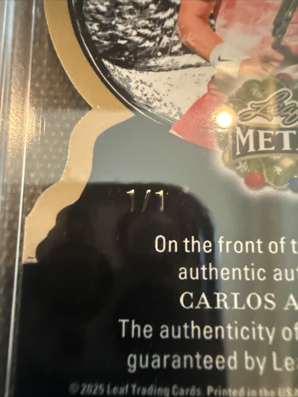 2025 Leaf Metal Happy Holidays - Snow Globe Carlos Alcaraz Gold Vinyl 1/1