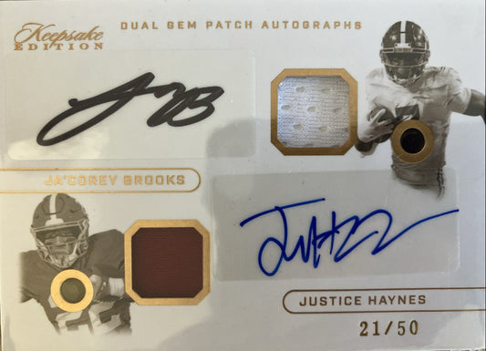 Jacorey Brooks/justice Haynes Dual Gem Patch Auto . Alabama Crimson Tide.