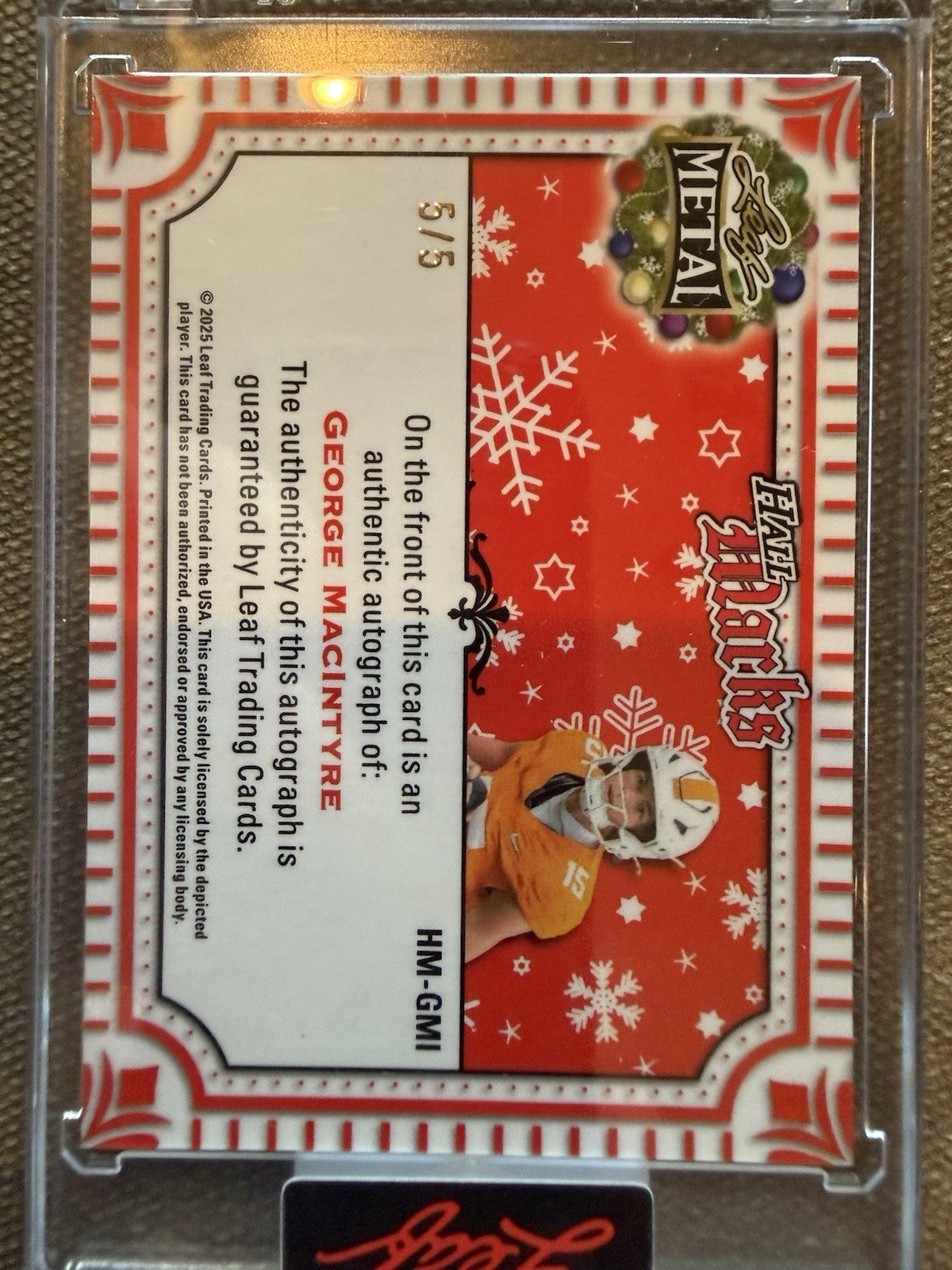 George MacIntyre 2025 Leaf Metal Happy Holidays Let It Snow Autograph Auto 5/5