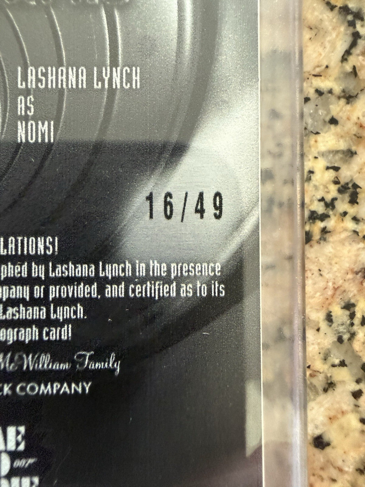 2025 James Bond Black Diamond Metal Array /49 Lashana Lynch as Nomi Auto MA-LY