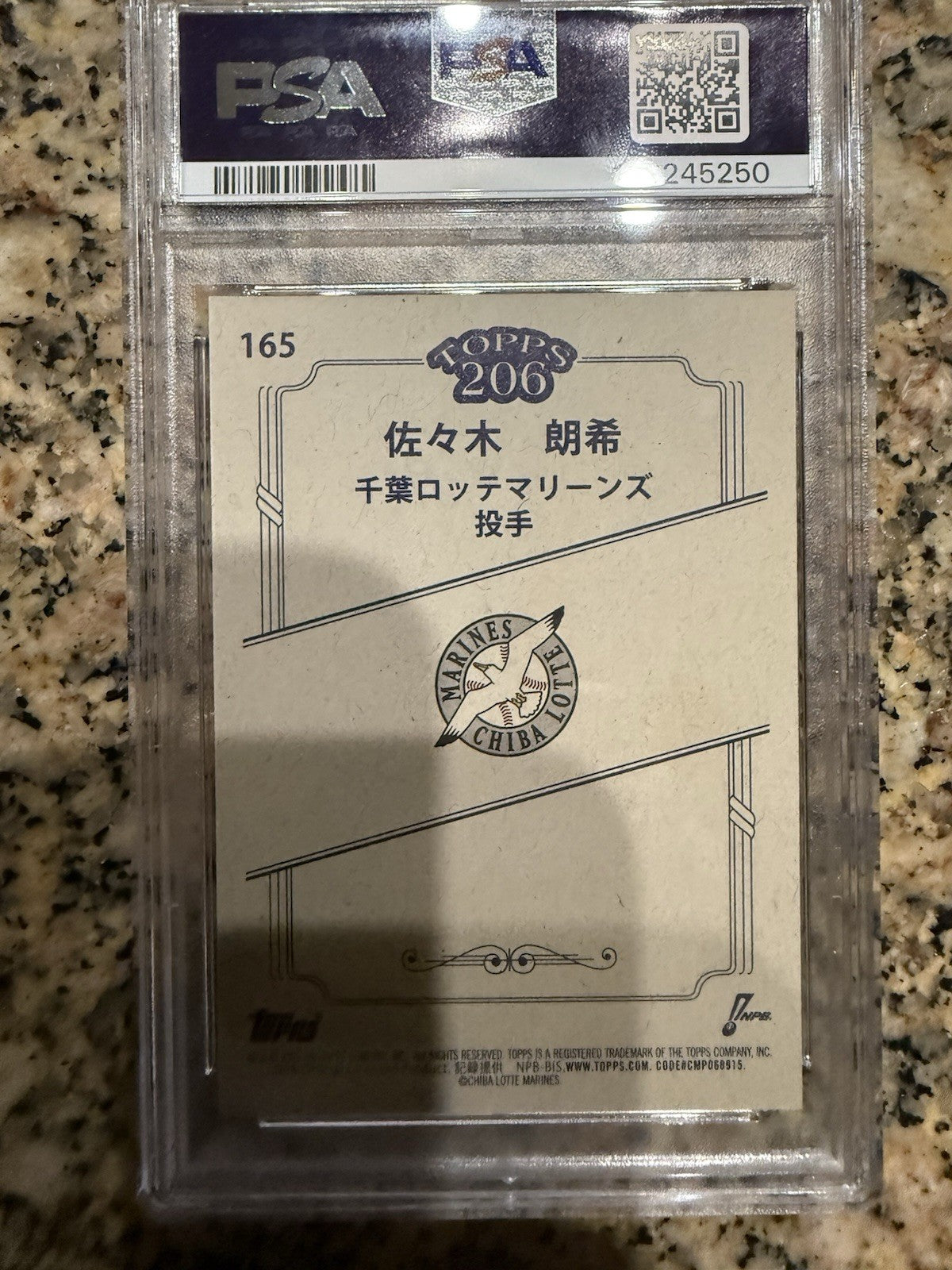 2023 Topps 206 NPB Nippon Professional Baseball - Roki Sasaki #165 (RC) PSA 10