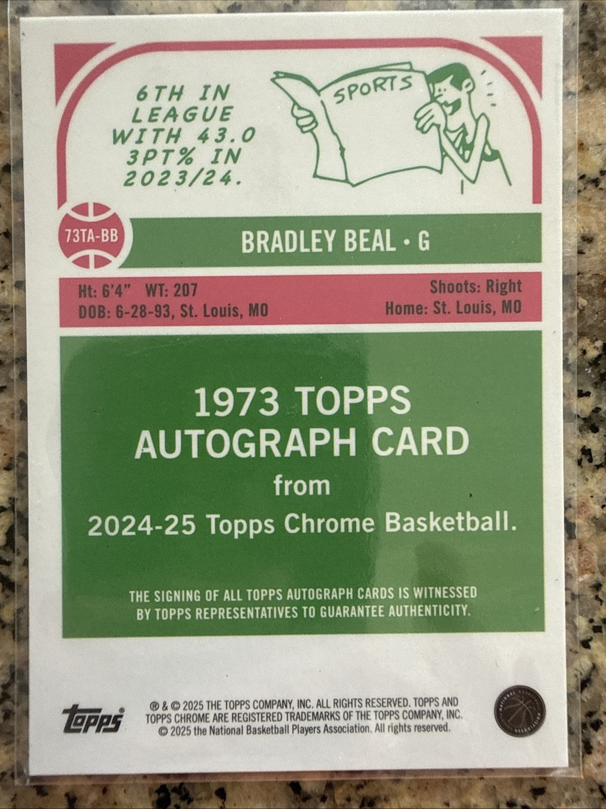 2024-25 Topps Chrome - 1973 Topps Autographs Bradley Beal #73TA-BB (AU)
