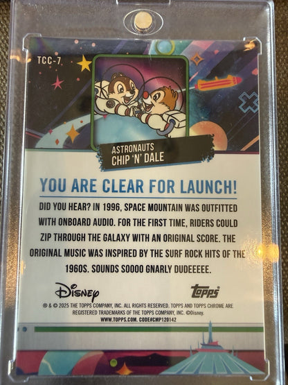 2025 TOPPS DISNEYLAND 70th TCC-7 Astronauts Chip ‘N’ Dale Cosmic Chrome /77