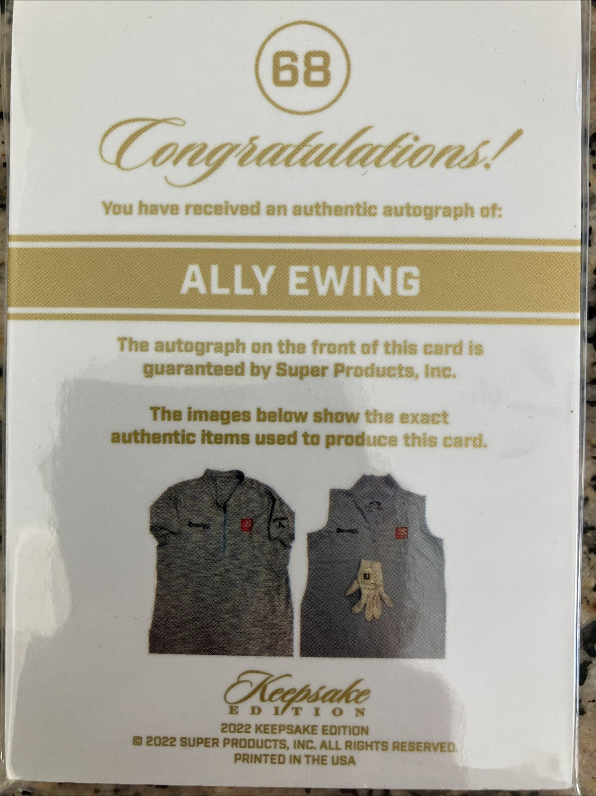 Ally Ewing Patch Auto. LPGA. Keepsake Edition Super Break