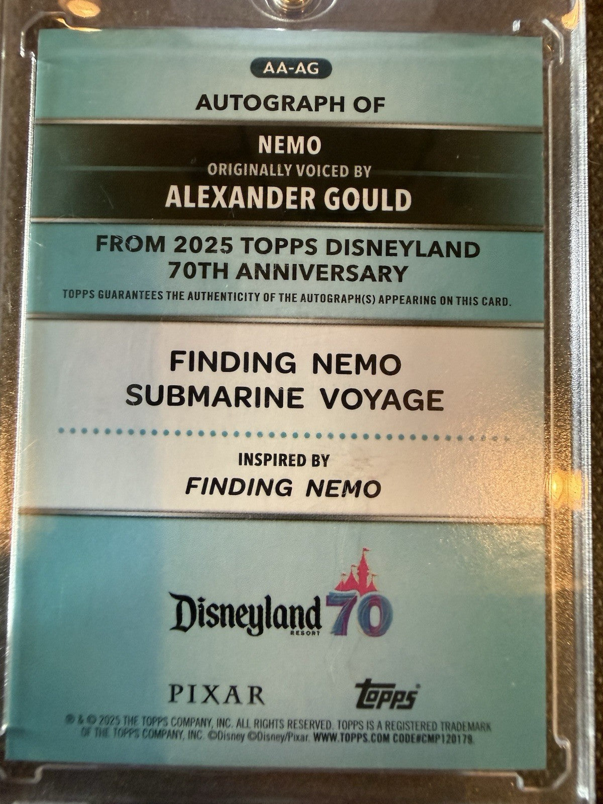 2026 Topps Disneyland 70th Anniversary Finding Nemo Auto Alexander Gould