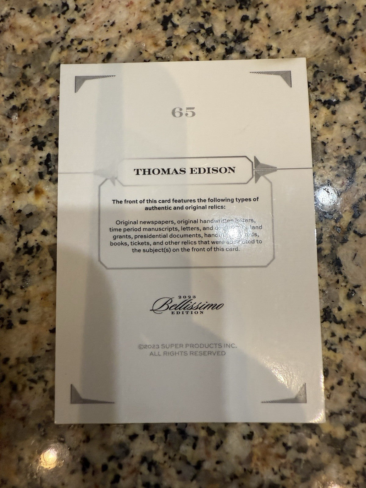 2023 Bellissimo Edition Thomas Edison Relic Card /15