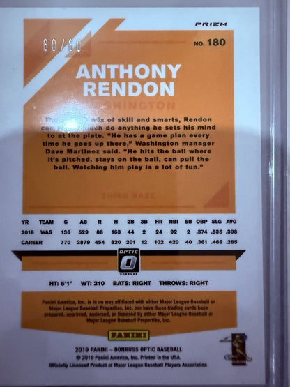 2019 Panini Donruss Optic - Anthony Rendon #180 Red  Prizm /60