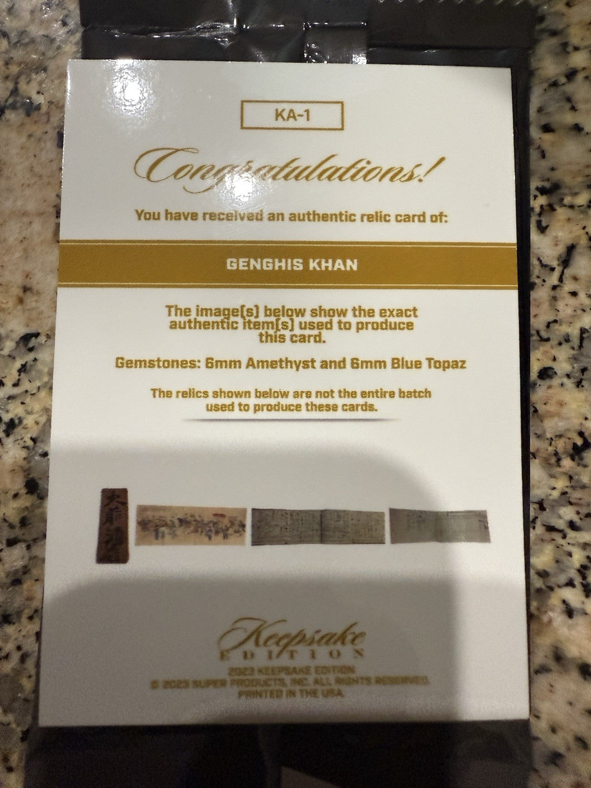 2023 KEEPSAKE EDITION KA-1 GENGHIS KHAN HANDWRITTEN GEM RELIC