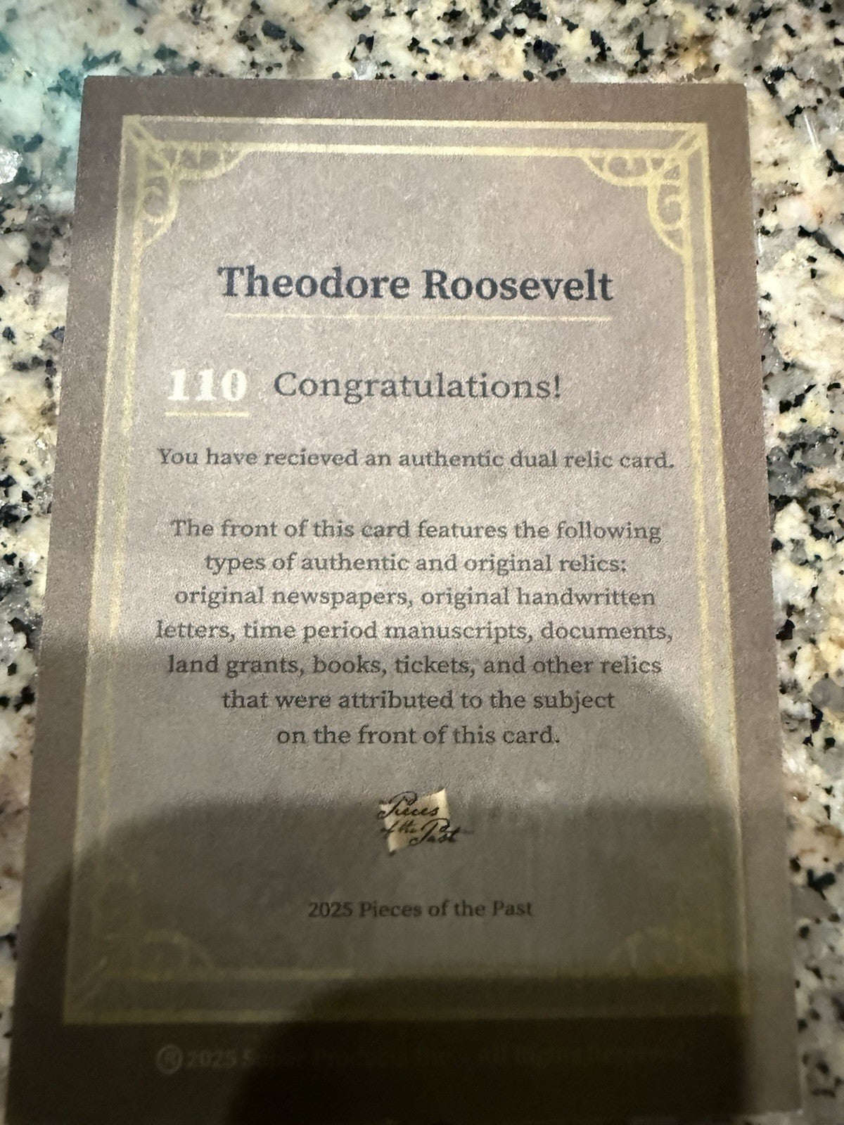 Teddy Roosevelt  Dual Relic 1903 Coin Stamp 2025 Pieces Of The Past