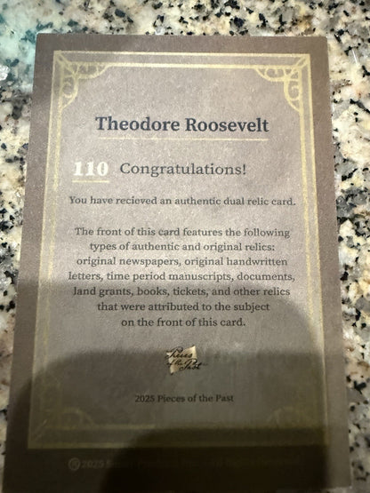 Teddy Roosevelt  Dual Relic 1903 Coin Stamp 2025 Pieces Of The Past