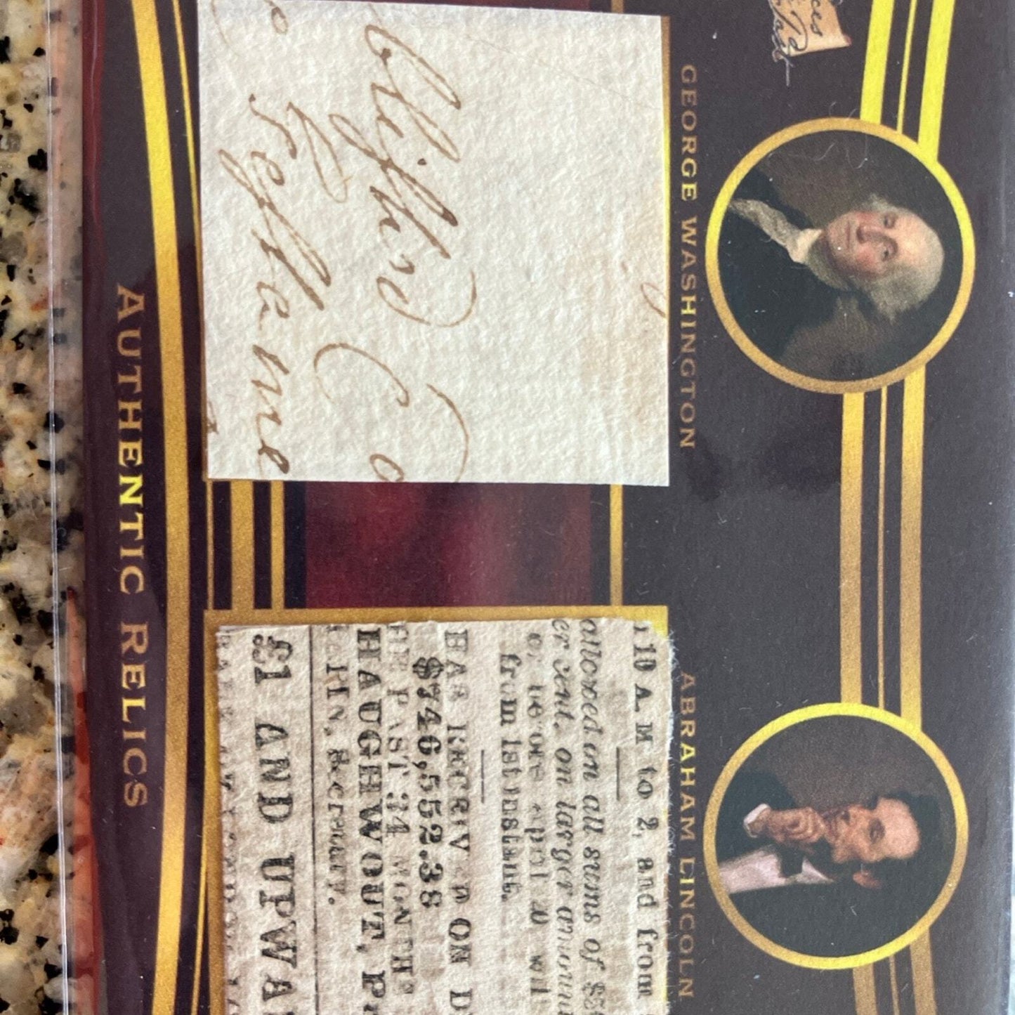 George Washington and abraham lincold pieces of the past relic card