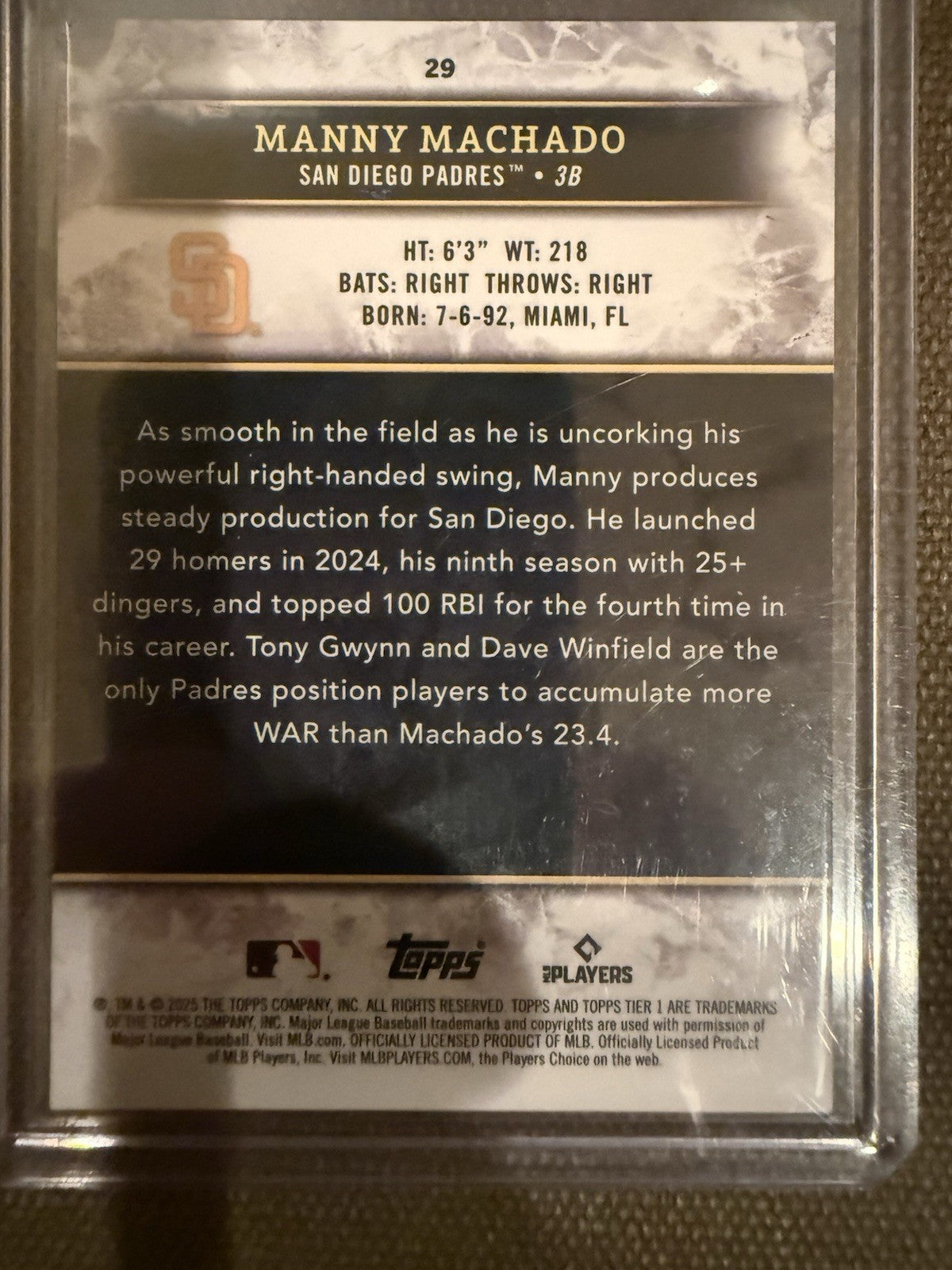 2025 Topps Tier One - Manny Machado, Manny Machado #29 /125